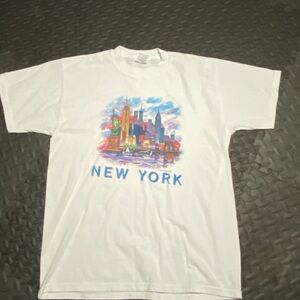 Jerzees White Tee with Colorful Skyline